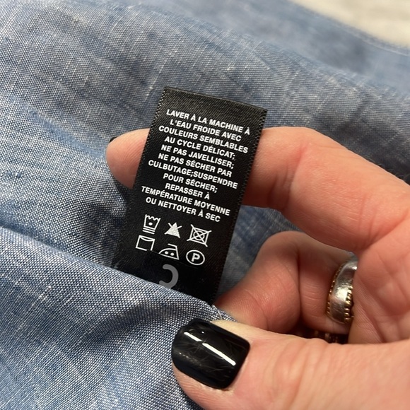 Lafayette 148 New York Chambray Linen Open Front Collared Jacket Blazer XL - Picture 11 of 11